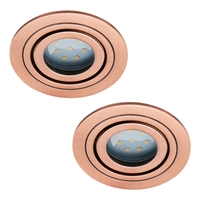 2 Pack of IP65 Rated GU10 Tiltable Circular Downlighter - Brushed Copper