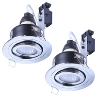 2 Pack of IP65 Rated GU10 Tiltable Circular Downlighter - Chrome