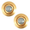 2 Pack of IP65 Rated GU10 Tiltable Circular Downlighter - Satin Brass