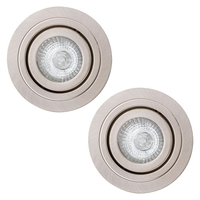 2 Pack of IP65 Rated GU10 Tiltable Circular Downlighter - Satin Chrome