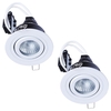 2 Pack of IP65 Rated GU10 Tiltable Circular Downlighter - White