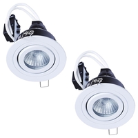 2 Pack of IP65 Rated GU10 Tiltable Circular Downlighter - White