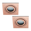 2 Pack of IP65 Tiltable Square Downlighter - Brushed Copper