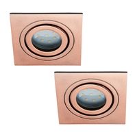 2 Pack of IP65 Tiltable Square Downlighter - Brushed Copper