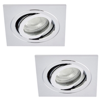 2 Pack of IP65 Tiltable Square Downlighter - Chrome