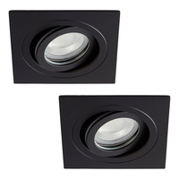 2 Pack of IP65 Tiltable Square Downlighter - Matte Black