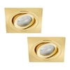 2 Pack of IP65 Tiltable Square Downlighter - Satin Brass