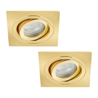 2 Pack of IP65 Tiltable Square Downlighter - Satin Brass