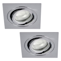2 Pack of IP65 Tiltable Square Downlighter - Satin Nickel