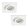 2 Pack of IP65 Tiltable Square Downlighter - White