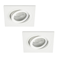 2 Pack of IP65 Tiltable Square Downlighter - White