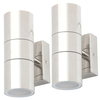 2 Pack of Kenn 2 Light Up and Down Outdoor Wall Light - Polished Steel