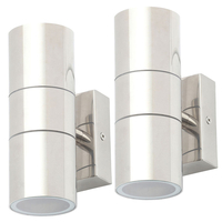 2 Pack of Kenn 2 Light Up and Down Outdoor Wall Light - Polished Steel