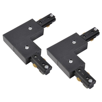 2 Pack of L Shaped Connector for Single Circuit Mains Track - Black
