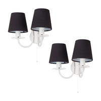 2 Pack of Pavlo 2 Light Wall Lights with Black Shades White