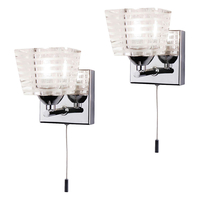 2 Pack of Pyxis K9 Glass Bathroom Wall Light - Chrome