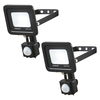 2 Pack of Stanley 10 Watt LED Slimline Outdoor Flood Lights with PIR Sensor - Black