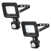 2 Pack of Stanley 10 Watt LED Slimline Outdoor Flood Lights with PIR Sensor - Black