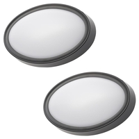 2 Pack of Upton Outdoor LED Oval Wall Light - Black