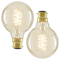 2 Pack of Vintage Globe Filament 40 Watt B22 Bayonet Cap Light Bulb - Clear