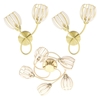 2 Stripe Twin Arm Wall Lights and Single Flush Ceiling Light - Brushed Gold