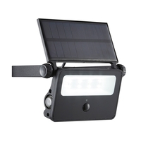 2 Watt LED Solar Powered Outdoor Security Wall Light with PIR - Black
