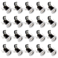 20 Pack of IP20 Fire Rated Recessed Downlighters with LED Bulbs - White