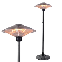 2000 Watt Floor Standing Halogen Element Patio Heater - Silver