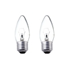 25 Watt E27 Edison Screw Candle Light Bulbs - Clear - 2 Pack