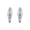 28 Watt E14 Small Edison Screw C35 Halogen Candle Light Bulb - Clear - 2 Pack