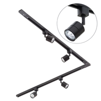 2m L Shape Track Light Kit with 4 Soho Heads and HAL Bulbs - Black