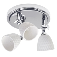 3 Light Adjustable Ceiling Spotlight Plate with White Shades - Chrome