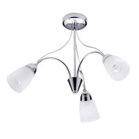 3 Light Folded Arms Semi Flush Ceiling Light - Chrome
