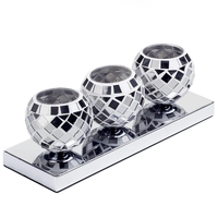 3 Light Mosaic Tea Cup Table Lamp - Silver