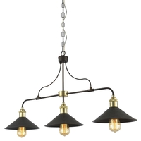 3 Light Vintage Industrial Style Diner Ceiling Bar - Antique Brass