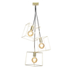 3 Light Wire Frame Cluster Ceiling Pendant - Brass