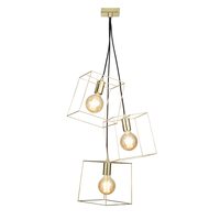 3 Light Wire Frame Cluster Ceiling Pendant - Brass