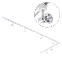 3 Metre L Long Shape Track Light Kit with 6 Harlem Heads and LED Bulbs - White