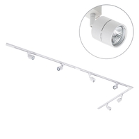 3 Metre L Long Shape Track Light Kit with 6 Soho Heads and Halogen Bulbs - White