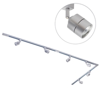 3 Metre L Long Shape Track Light Kit with 6 Soho Heads and LED Bulbs - Silver