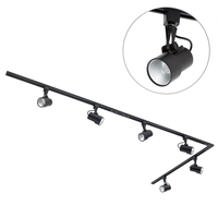 3 metre Long L Shape Track Light Kit with 6 Holborn Heads and Integrated LED - Black