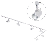 3 metre Long L Shape Track Light Kit with 6 Holborn Heads and Integrated LED - White