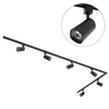 3 metre Long L Shape Track Light Kit with 6 Strand Heads and Integrated LED - Black