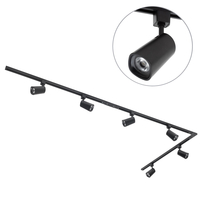 3 metre Long L Shape Track Light Kit with 6 Strand Heads and Integrated LED - Black