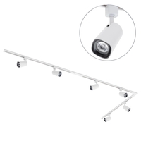 3 metre Long L Shape Track Light Kit with 6 Strand Heads and Integrated LED - White
