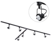 3 metre T Shape Track Light Kit with 6 Greenwich Heads and Halogen Bulbs - Black