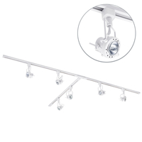 3 Metre T Shape Track Light Kit with 6 Greenwich Heads and Halogen Bulbs - White