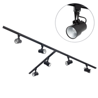 3 metre T Shape Track Light Kit with 6 Holborn Heads and Integrated LED - Black