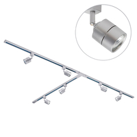 3 Metre T Shape Track Light Kit with 6 Soho Heads and LED Bulbs - Silver