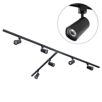 3 metre T Shape Track Light Kit with 6 Strand Heads and Integrated LED - Black